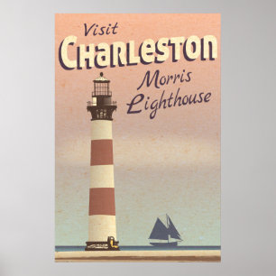 Poster de Viagens vintage de Farol Charleston Morr