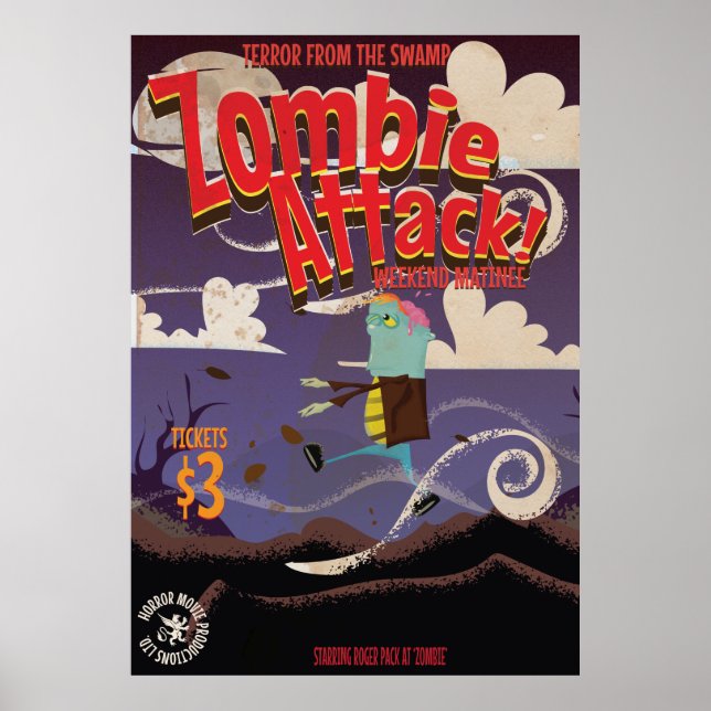 Poster de Viagens vintage de Filme Zombie (Frente)