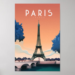 Poster de viagens vintage de frança de Paris