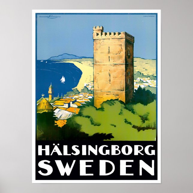Poster de viagens vintage de Helsingborg (Frente)