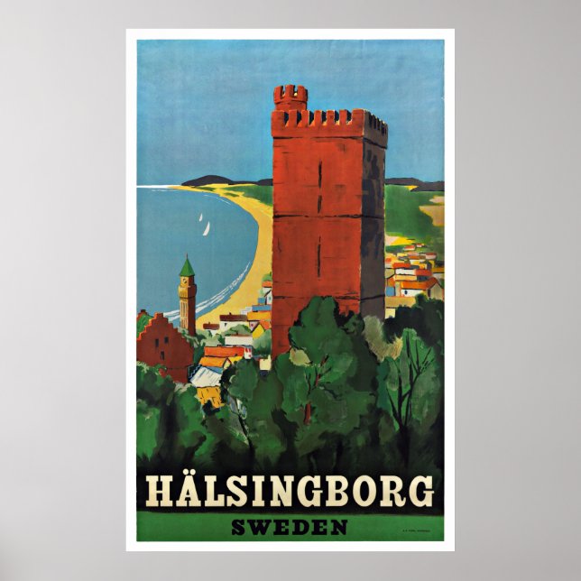 Poster de Viagens vintage de Helsingborg (Frente)