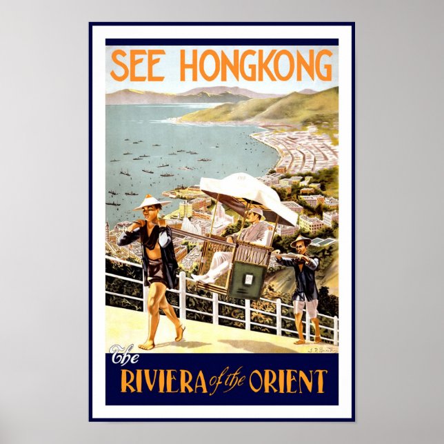 Poster de viagens Vintage de Hong Kong (Frente)