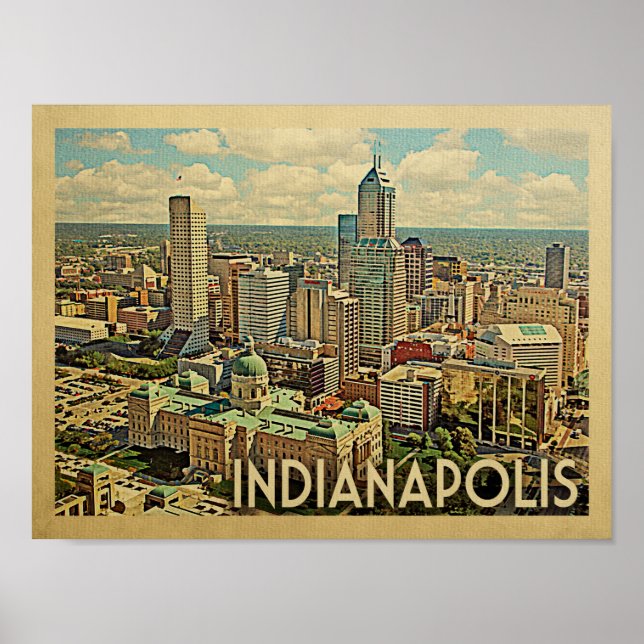 Poster de Viagens vintage de Indianápolis (Frente)