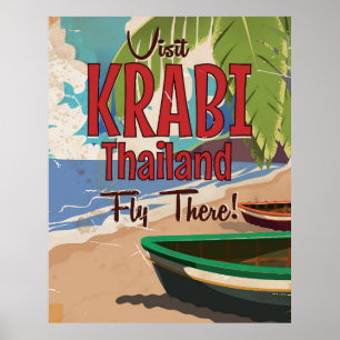 poster de viagens vintage de Krabi Beach