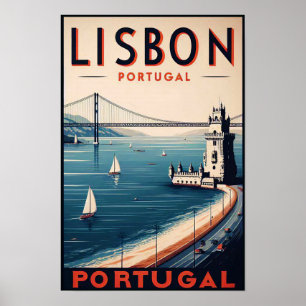 Poster de Viagens vintage de Lisboa Portugal