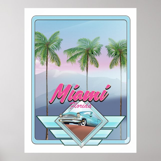 Poster de Viagens vintage de Miami Florida (Frente)