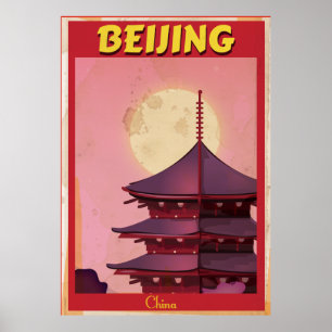 Poster de viagens vintage de Pequim na China