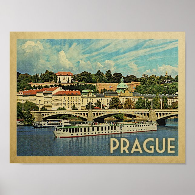 Poster de Viagens vintage de Praga (Frente)
