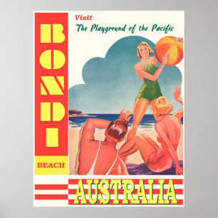 Poster de Viagens vintage de praia de Bondi