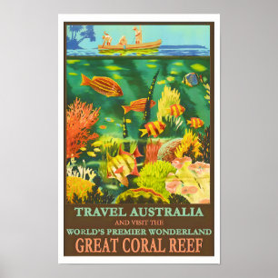 Poster de Viagens vintage de recife de coral Excel