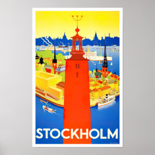 Poster de viagens vintage de Suecia Estocolmo