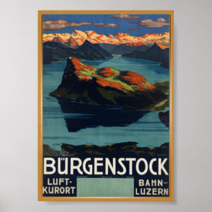Poster de Viagens vintage de Suiça Bürgenstock
