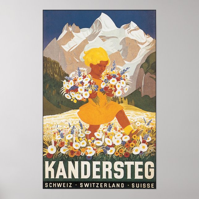 Poster de Viagens vintage de Suiça Kandersteg (Frente)
