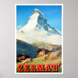 Poster de viagens vintage de Suiça Zermatt