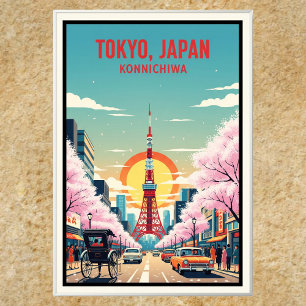 poster de viagens Vintage de Tóquio Japão, anos 60