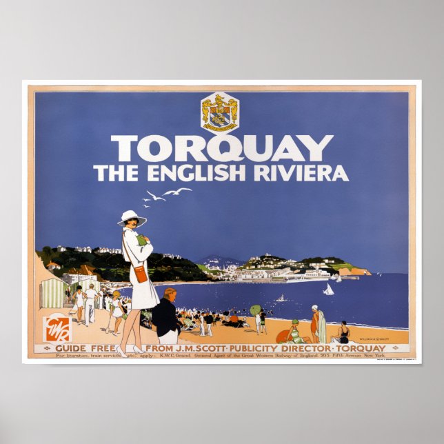 Poster de Viagens vintage de torquay restaurado (Frente)