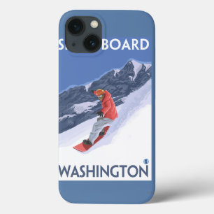 Poster de Viagens vintage de Washington Snowboard