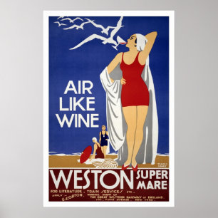 Poster de Viagens vintage de Weston-Super-Mare
