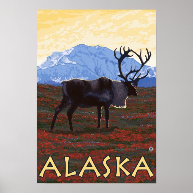 Poster de Viagens vintage do AlaskaCariou (Frente)