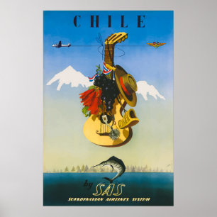 Poster de Viagens vintage do Chile