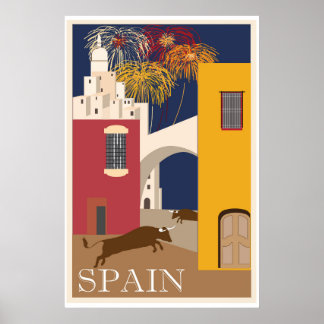 Poster de Viagens vintage do Festival de Espanhas 