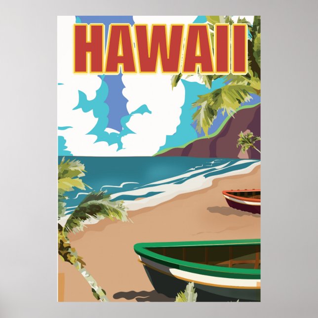 Poster de viagens vintage do Havaí (Frente)