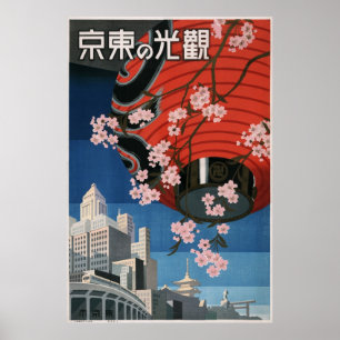 poster de viagens vintage do Japão de Tóquio