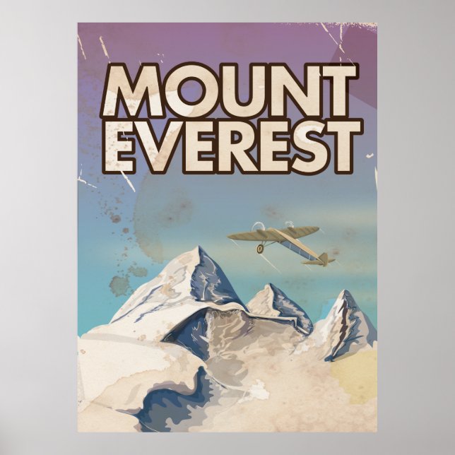 Poster de Viagens vintage do Monte Everest (Frente)