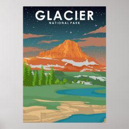 Poster de Viagens vintage do Parque Nacional Glaci