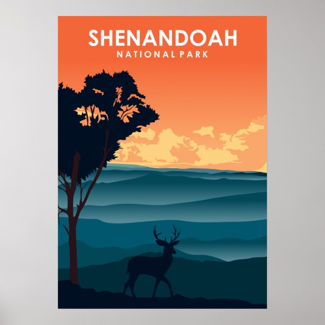 Poster de Viagens vintage do Parque Nacional Shena (Frente)