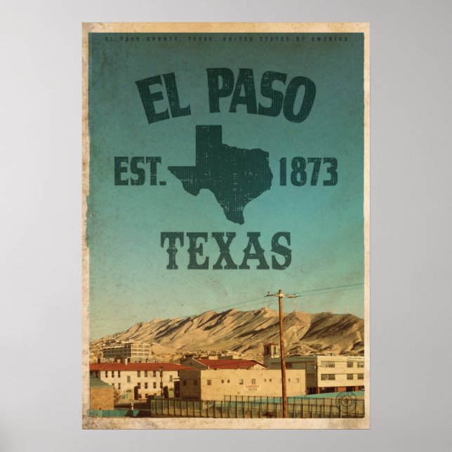 Poster de viagens Vintage El Paso Texas (Frente)