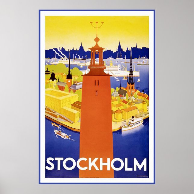poster de Viagens vintage "Estocolmo" (Frente)