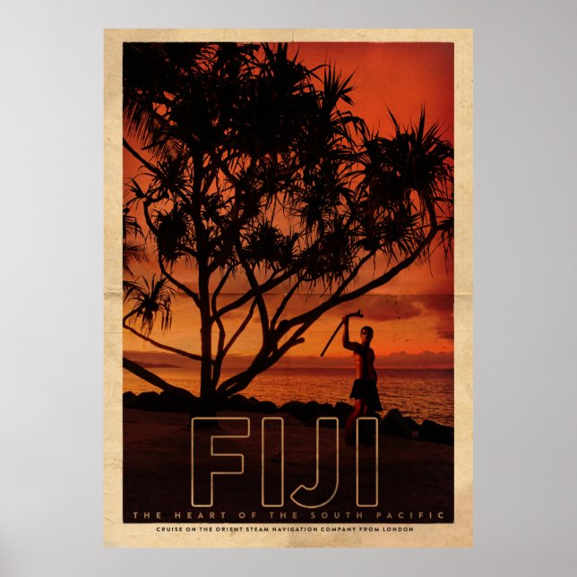 Poster de viagens Vintage Fiji (Frente)