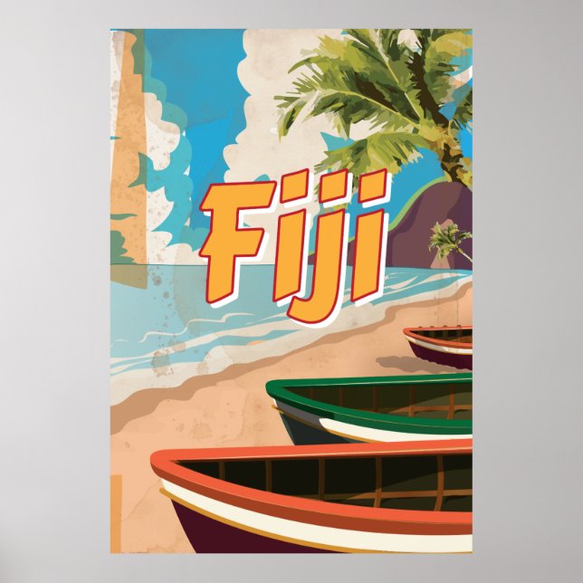Poster de Viagens vintage Fiji (Frente)