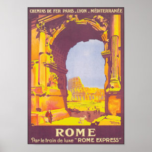 Poster de Viagens vintage fina do Roma Express