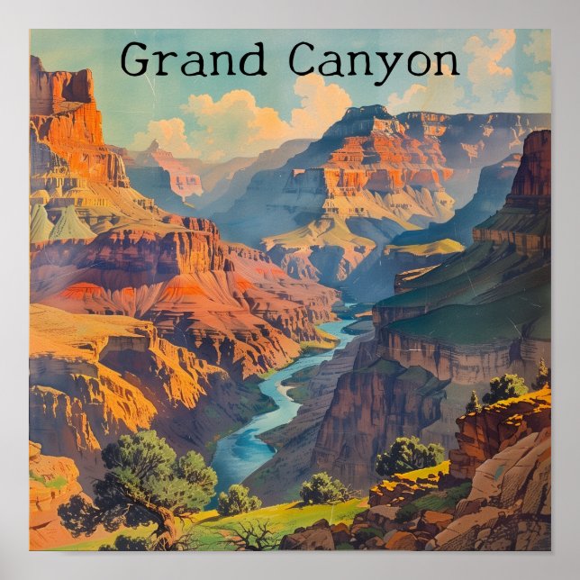 Poster de viagens Vintage Grand Canyon (Frente)