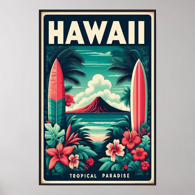 Poster de viagens Vintage Hawaii (Frente)