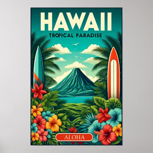 Poster de viagens Vintage Hawaii (Frente)