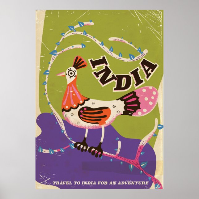 Poster de viagens Vintage India (Frente)