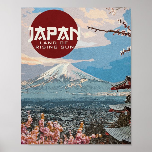 Poster de viagens Vintage Japan Mt. Fuji (Frente)