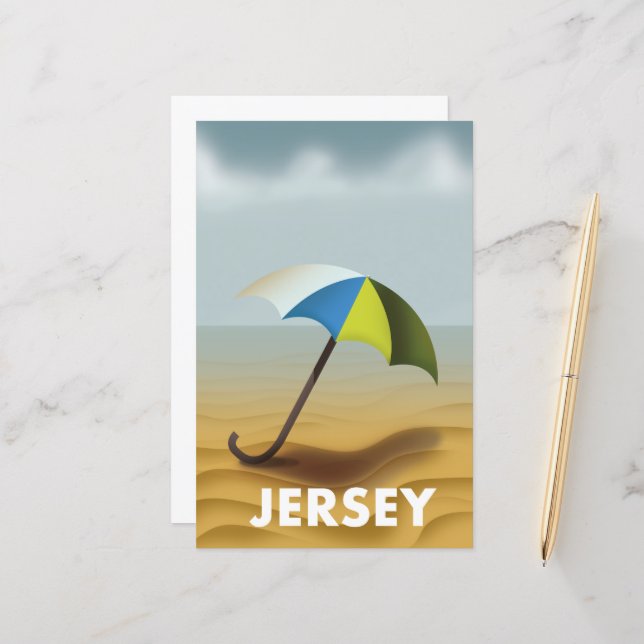 Poster de viagens Vintage Jersey. (Frente/Verso In Situ)