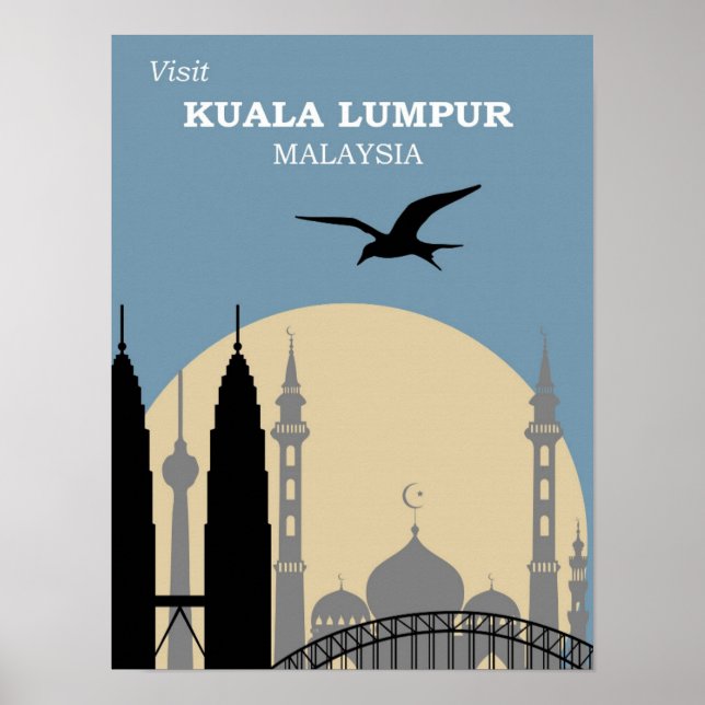 Poster de viagens vintage Kuala Lumpur (Frente)