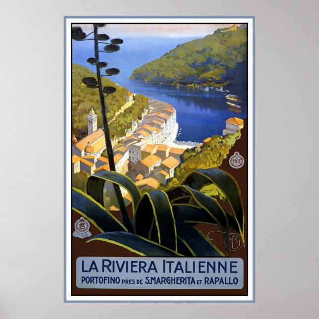 poster de Viagens vintage "La Riviera Italienne" (Frente)