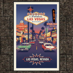 poster de viagens Vintage Las Vegas dos anos 60