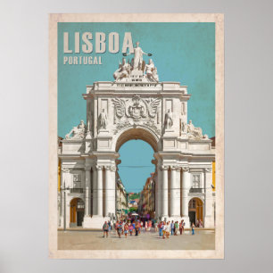 poster de viagens vintage. Lisboa, Marcha da Rua A