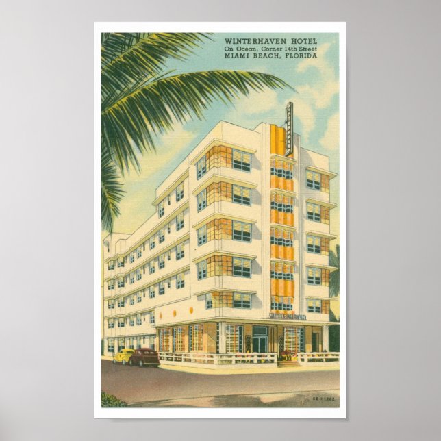 Poster de viagens Vintage Miami Art Deco (Frente)
