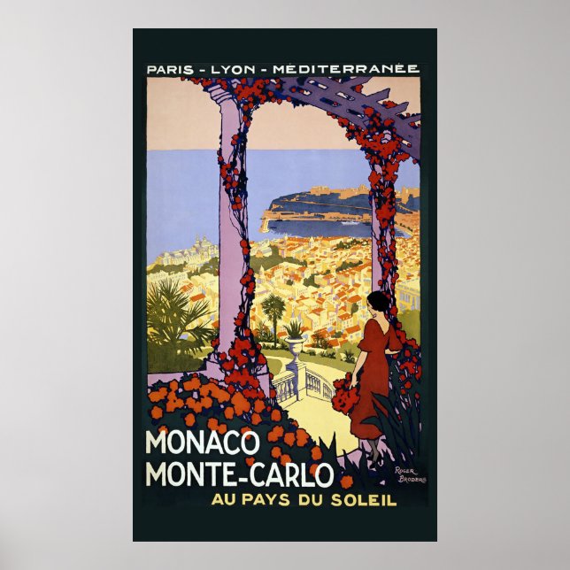 Poster de viagens Vintage Mônaco Monte Carlo (Frente)