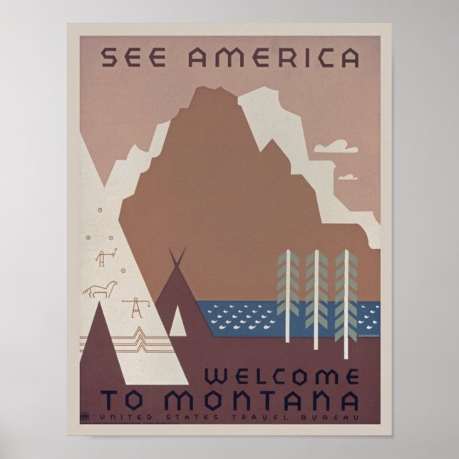 Poster de viagens Vintage Montana America (Frente)
