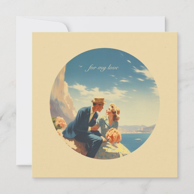 Poster de viagens vintage, Namorados personalizáve (Frente)