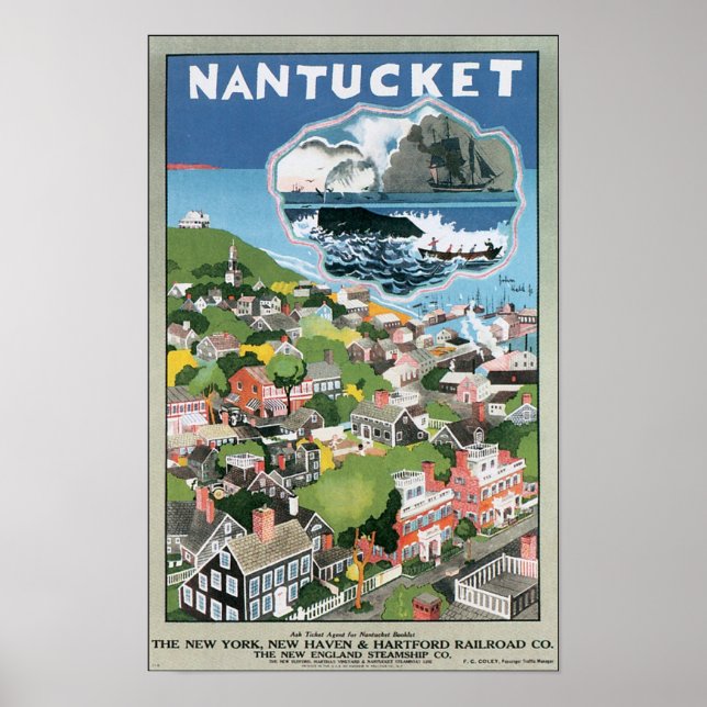 Poster de Viagens vintage Nantucket (Frente)